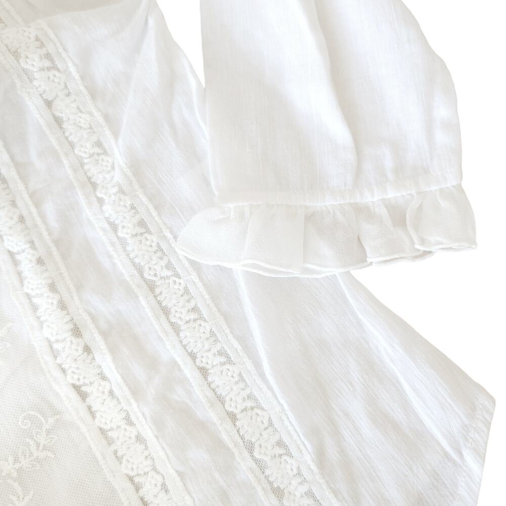 CHASING UNICORNS Dream A Little Dream Of Me button up white ruffle blouse Sz XS - Picture 3 of 7